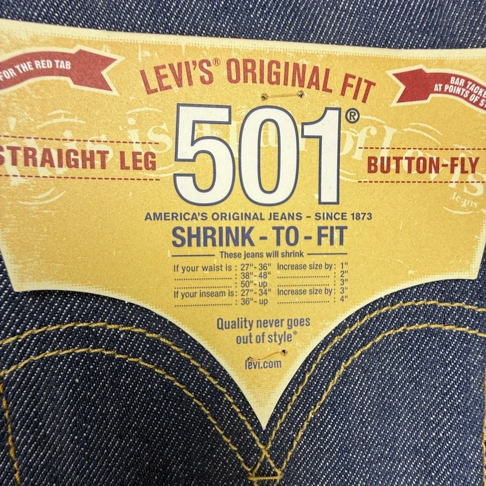 Levis 501 Original Fit Shrink-To-Fit Rigid Indigo Mens Jeans 30x34 005010000